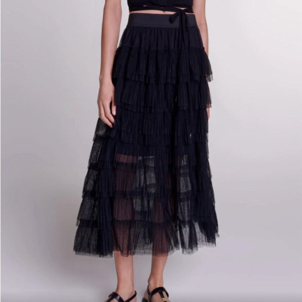 Maje tiered maxi skirt